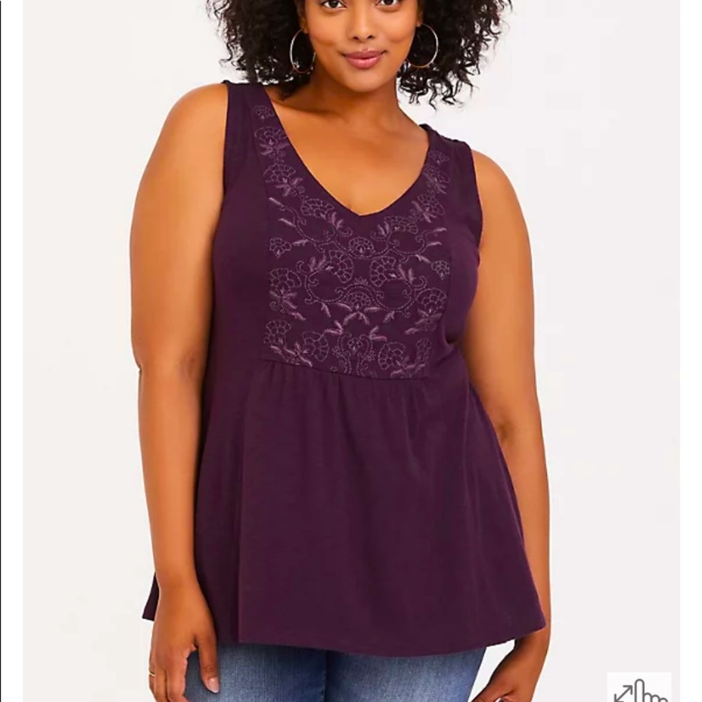 Torrid size 2 grape purple embroidered tank